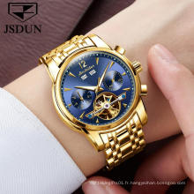 JSDUN Top Marque De Luxe 8738 Hommes Mode Affaires Mécanique Montre Automatique Résistant À L&#39;eau En Acier Inoxydable Bande Montre Homme Horloge